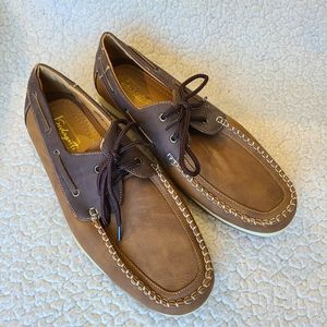 Sedagatti brown and tan lace-up boat shoes